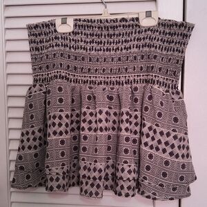 H&M Black and White Geometric Strapless Top